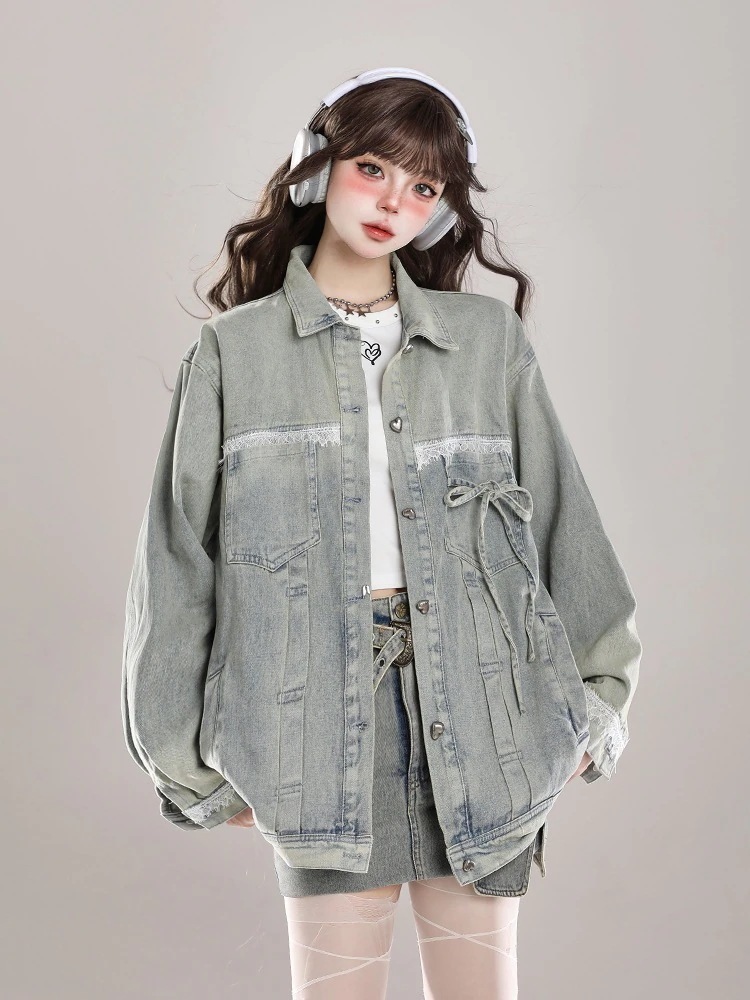 女っぽきれいめ大人合成フェイク風黑 羽織りレディースコーデカジュアル裏ゆったりファッション系サイズ丈色っぽ ス異素材 アウタージャケット 長袖 秋冬