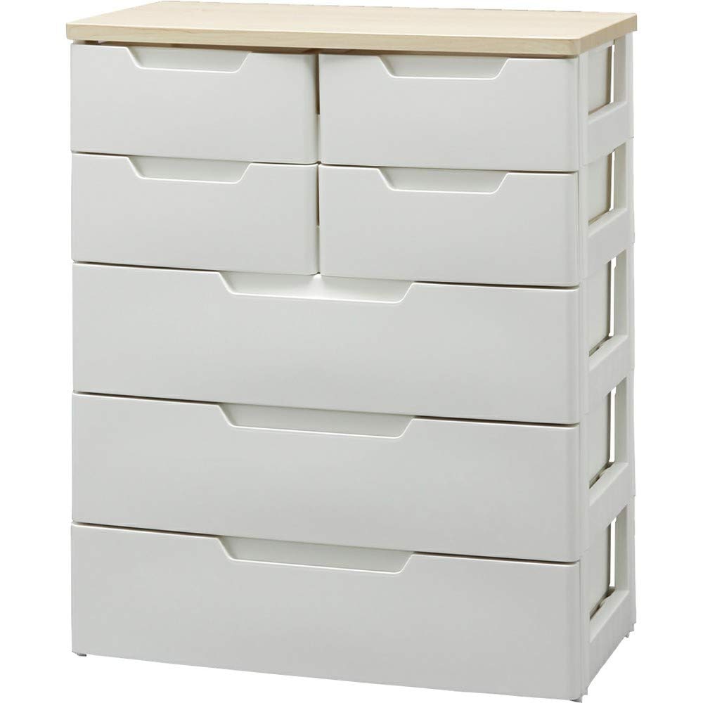 アイリスオーヤマ チェスト 5段 届いてすぐ使える完成品 中国製 幅72×奥行40.5×高さ93cm ホワイト/ナチュラル 白 プラスチック MU-7234 組立不要