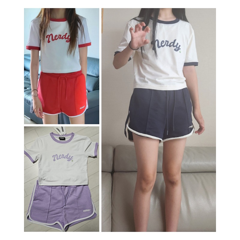 NER Womens Cursive Ringer Crop Dolphin Set 人気商品 9,965円