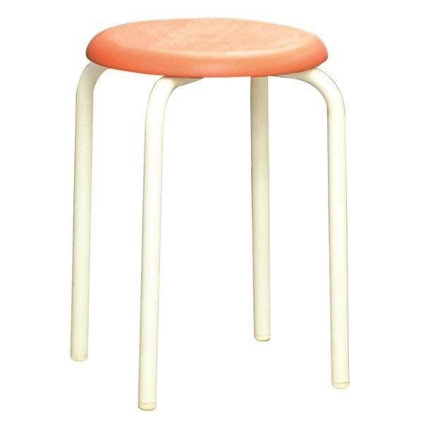 スタッキング スツール 同色5脚セット オレンジミルキーホワイト 幅33cm 日本製 スチールパイプ ラウンドスツール