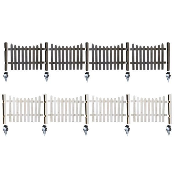 ガーデンフェンス ウッドフェンス ピケットフェンス Ｕ型 土中用 ４連結セット 木製