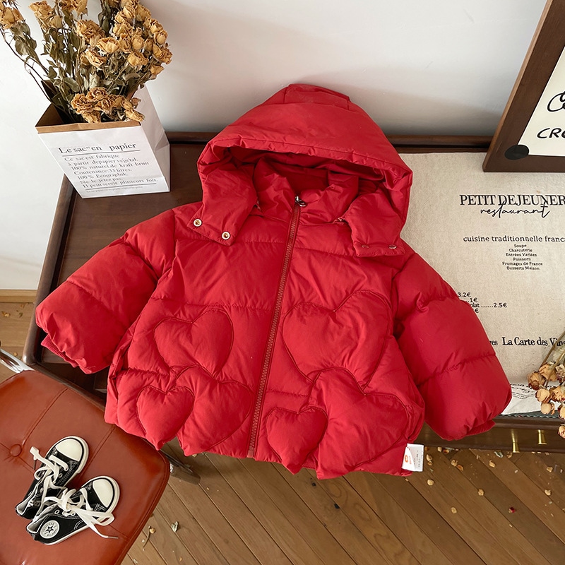 DW 249833子供用ダウンジャケット冬季新国標90白アヒルの羽毛の愛のダウンジャケット