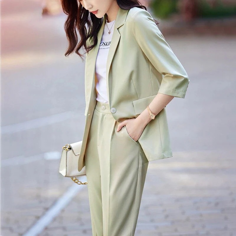 通禁  スーツセット 薄手 レディース セットアップ 上下セット