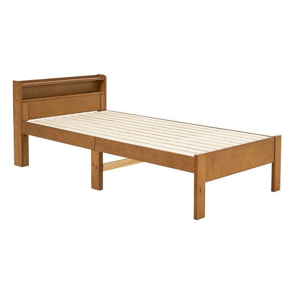 ポケットコイルマットレス付シングルベッド MB-5406S-LBR+KM-3102