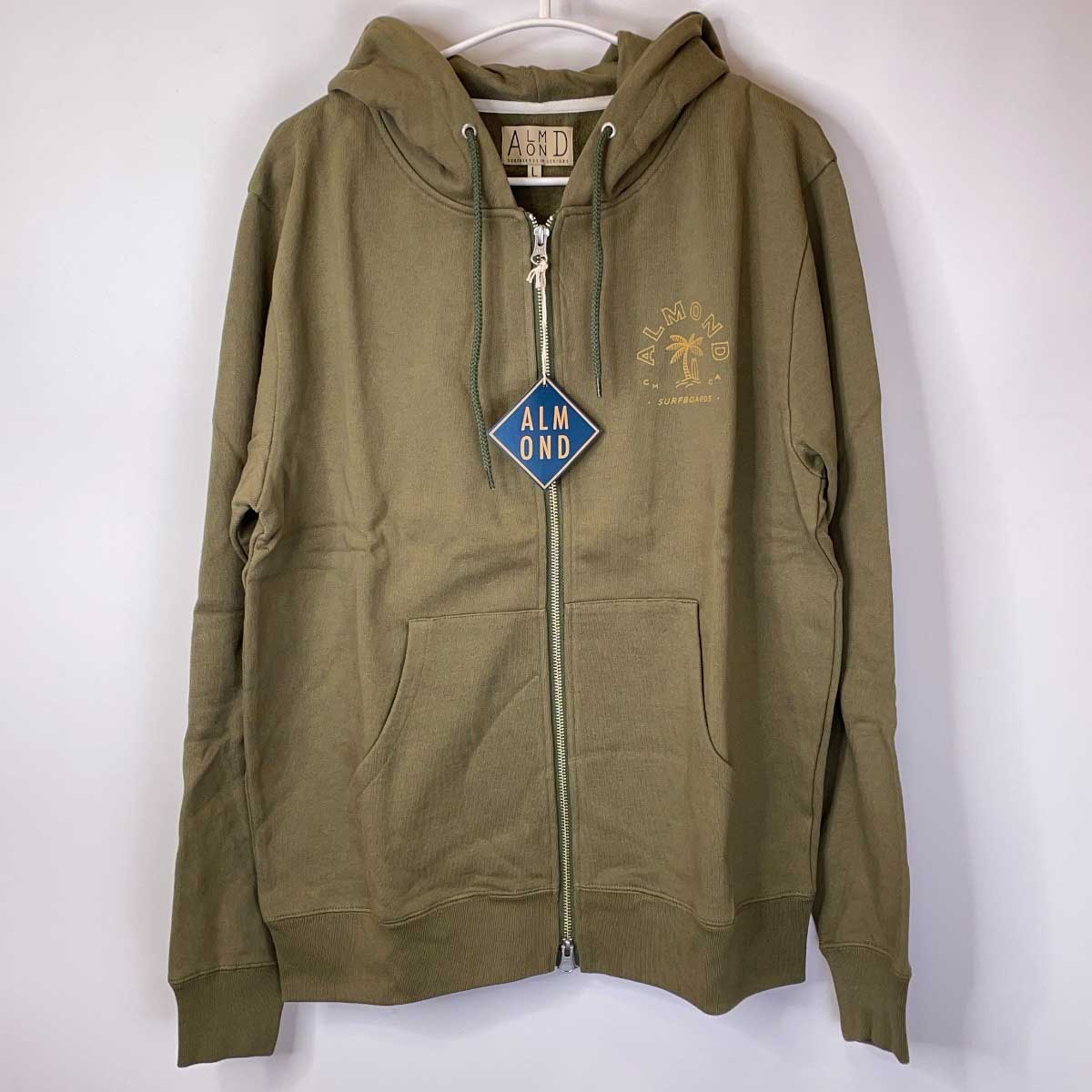 【中古・未使用品】Almond Surfboards & Design パラダイス ジップ L オリーブ ZH2001W メンズ アーモンドサーフボード ジャケット パーカー フーディ