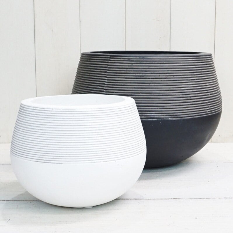 植木鉢 おしゃれ コンクリート ジュピターラウンドS (B/W) 25cm 8号 底穴なし プランタ 観葉植物向け