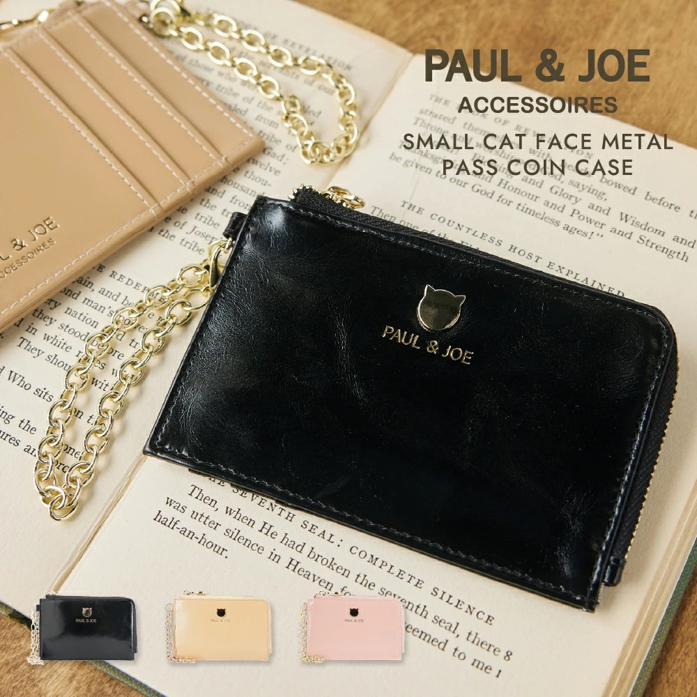 チェーン付きファスナーパスコインケース 牛革 PJA-W1164 スモールキャットフェイス P&J ACCESSOIRES レディース ブランド 猫 ねこ ギ
