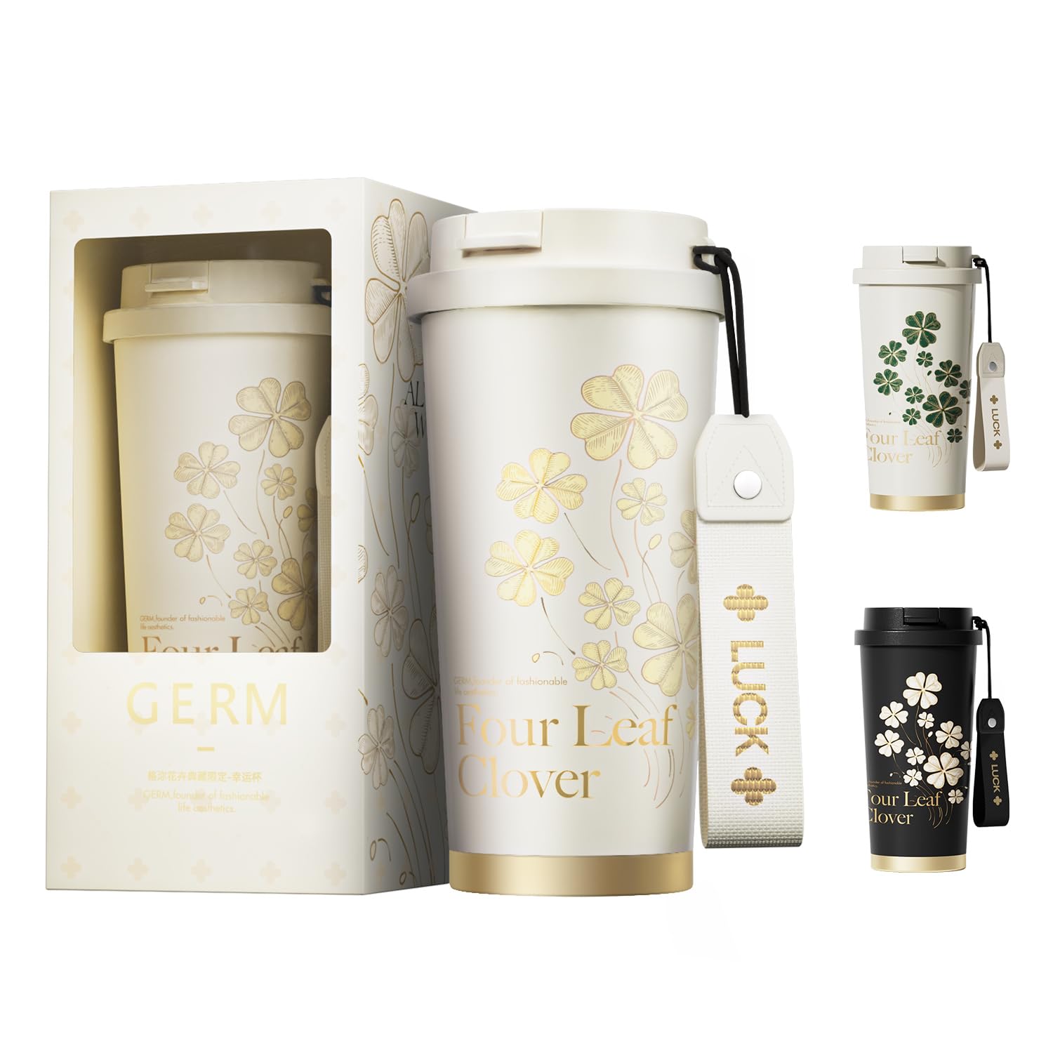 GERM タンブラー500ml S316ステンレス製 真空断熱 ストローと蓋付きのカップ 水筒を持ち運べる 水筒 おしゃれ ギフトを贈ることができる 洗濯機で洗えます（ホワイト）