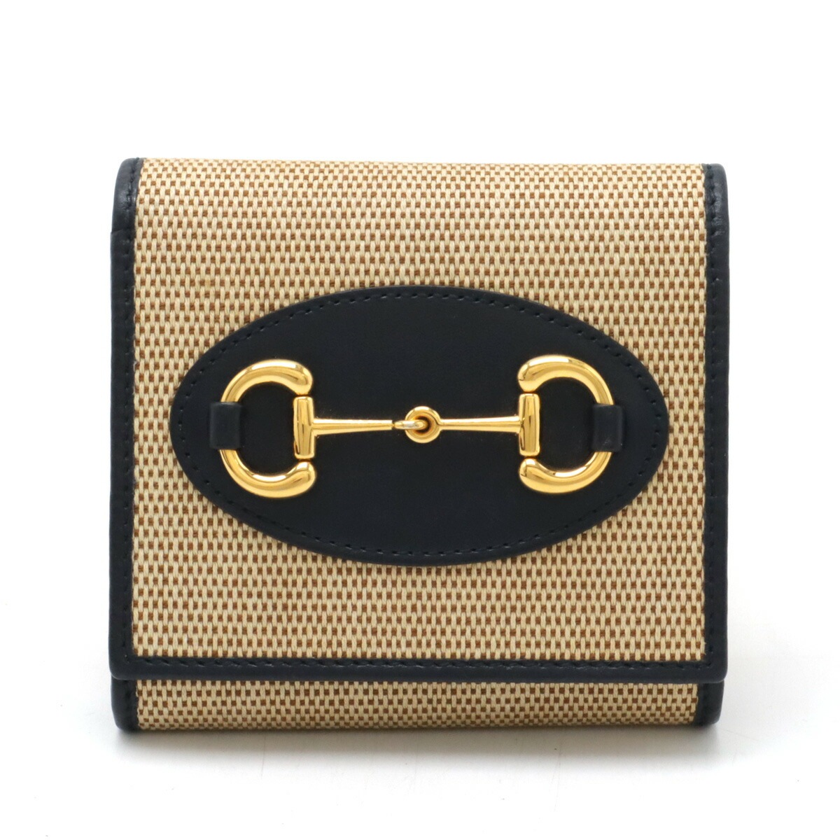 ホースビット 1955 2つ折財布 二つ折り財布 キャンバス レザー ベージュ ネイビー ゴールド金具 日本限定 62189
