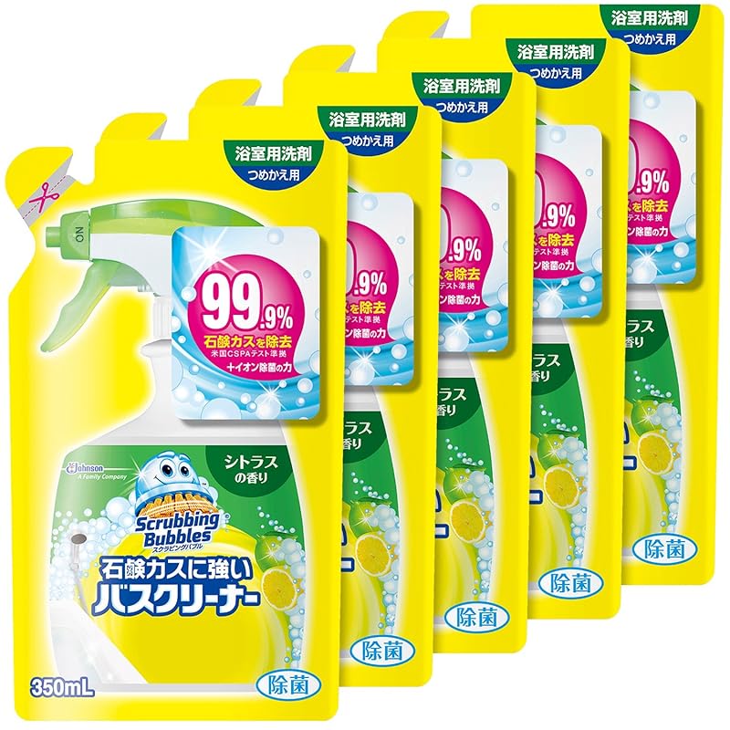 【まとめ買い】 スクラビングバブル 浴室・浴槽洗剤 石鹸カスに強いバスクリーナー シトラスの香り つめかえ用 350ml×5個セット