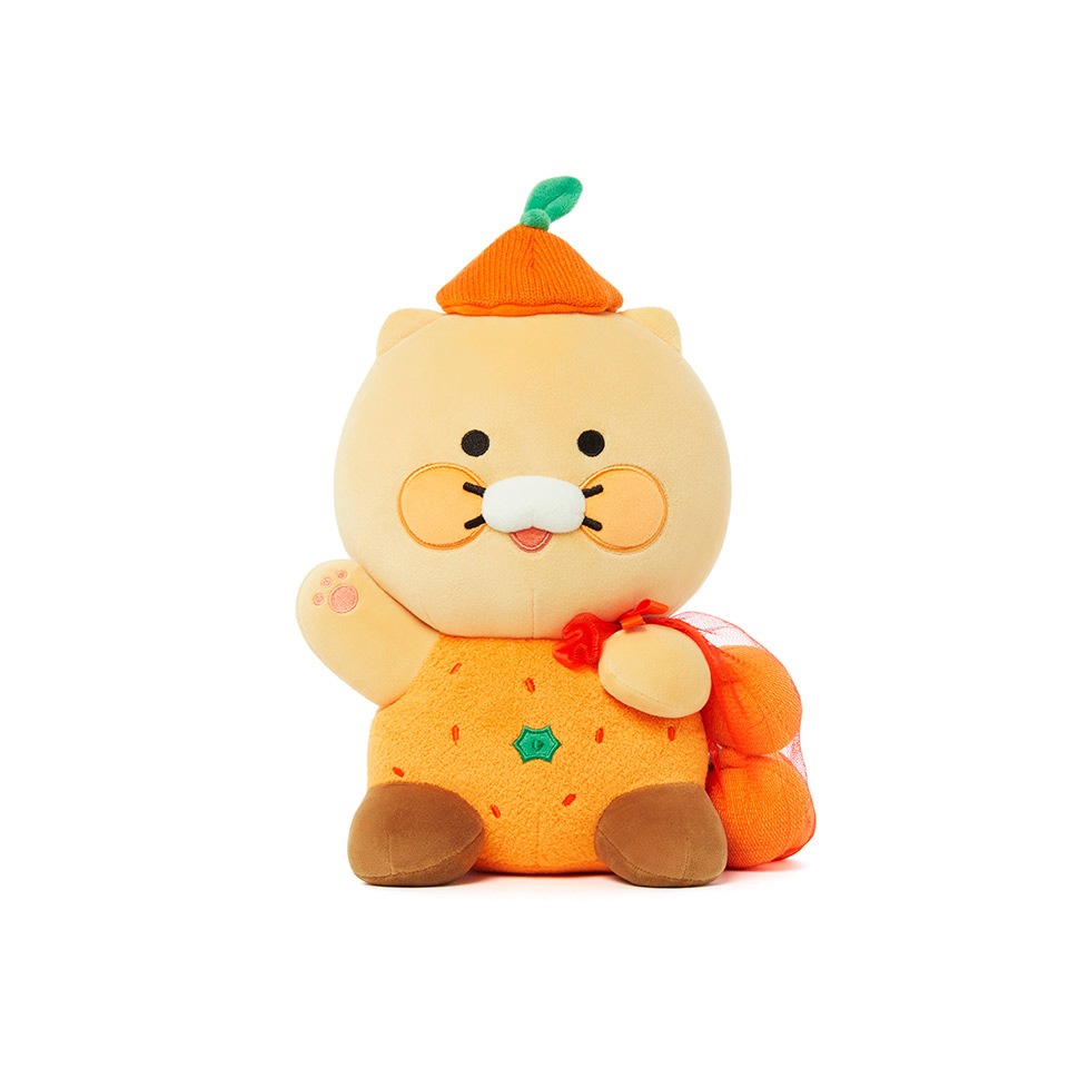 【新品】韓国　済州島限定　チュンシクぬいぐるみ　みかん Qoo10] カカオフレンズ ミカンの網を持ったチュンシクぬいぐるみ