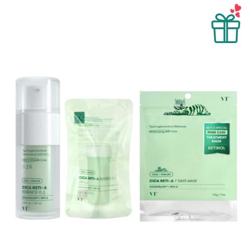 【1+1リフィル企画】シカレチAエッセンス0.1 30ml＋リフィル30ml×1＋セブンデイズマスク7日分／保湿／弾力／毛穴／皮脂ケア／マスクパック／美容液セット／バクチオール/レチノール/詰め替え