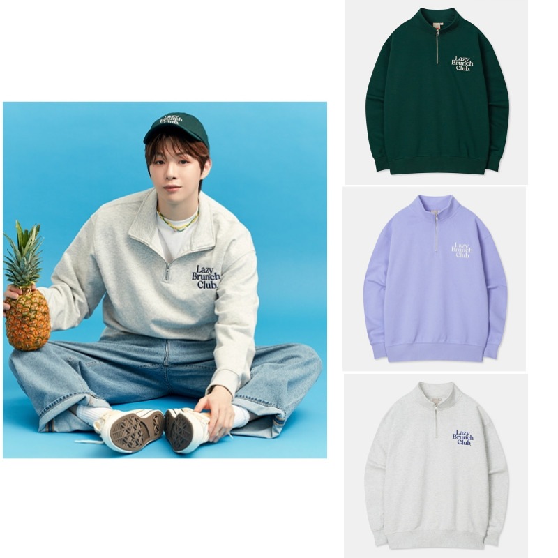 ユニセックス男女共用ハーフジップアップスウェット