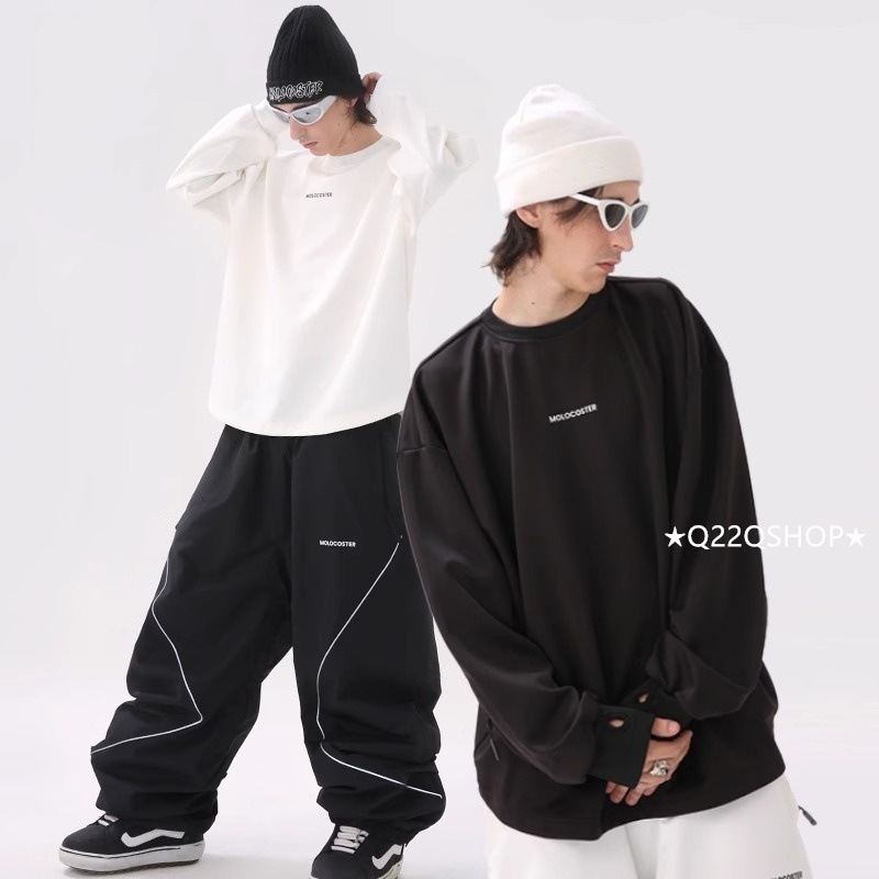 スノーボードウェア 2024 2025 単品 トップス メンズ レディース スウェット ゆったり シンプル 黒白 ウィンタースポーツ スキーウェア スノボウェア スノーウェア 防水防寒着 韓国風