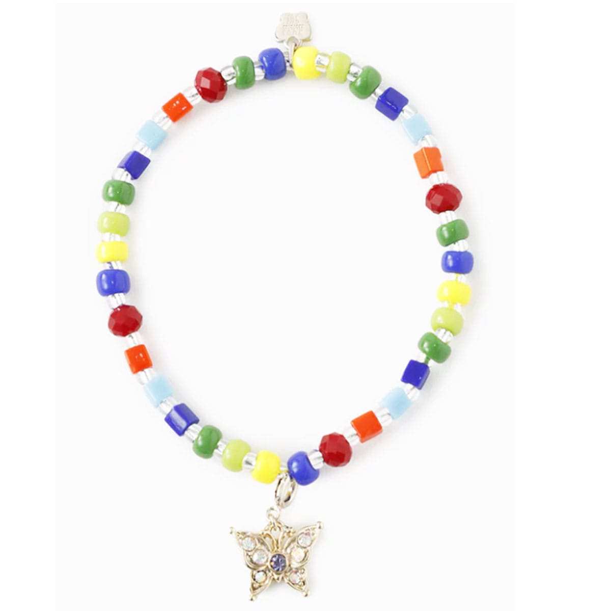 蝶モチーフ ビーズブレスレット 2Way 仕様 カラフル ジュエリー ジェンダーレス 蝶のチャーム ポップ POP ビーズ ブランド デイリー お祝い 贈り物 プレ