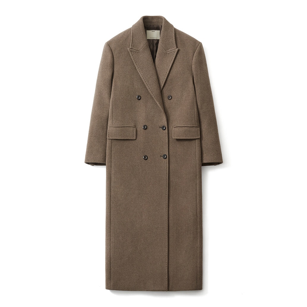 【POTTERY】 W CASHMERE DOUBLE BREASTED COAT : BROWN