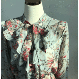 上品なローズフラワーシフォンロングワンピース