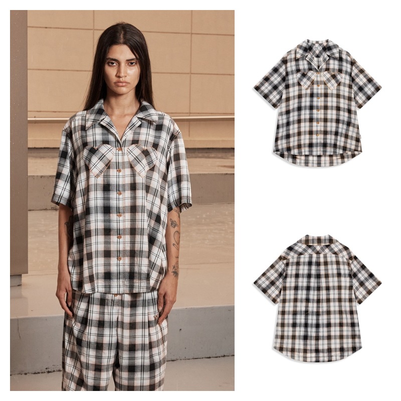 【OPEN Yy】 HEART PATCH PAJAMA SHIRT : BLACK