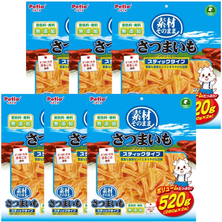6個セット ペティオ 素材そのまま さつまいも スティックタイプ 犬用 520g おやつ