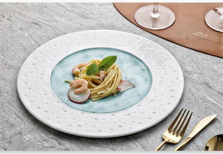 トレンド レストランの盛り付け 洋食皿 パスタ皿 セラミック皿 平皿 料理皿 家庭用 サラダ皿 ステーキ皿 デザート皿3214 上品映え