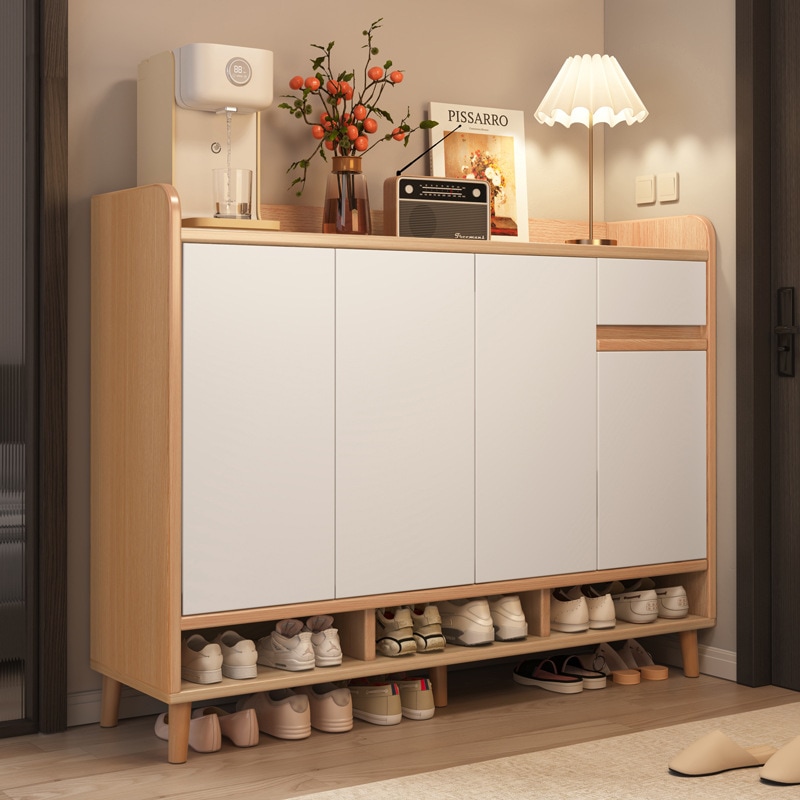 ソリッドウッドシューズキャビネット家庭用ドア入り口新しい2024人気ポーチキャビネット屋内収納キャビネットストレージマルチレイヤーシューズラック 8,881円
