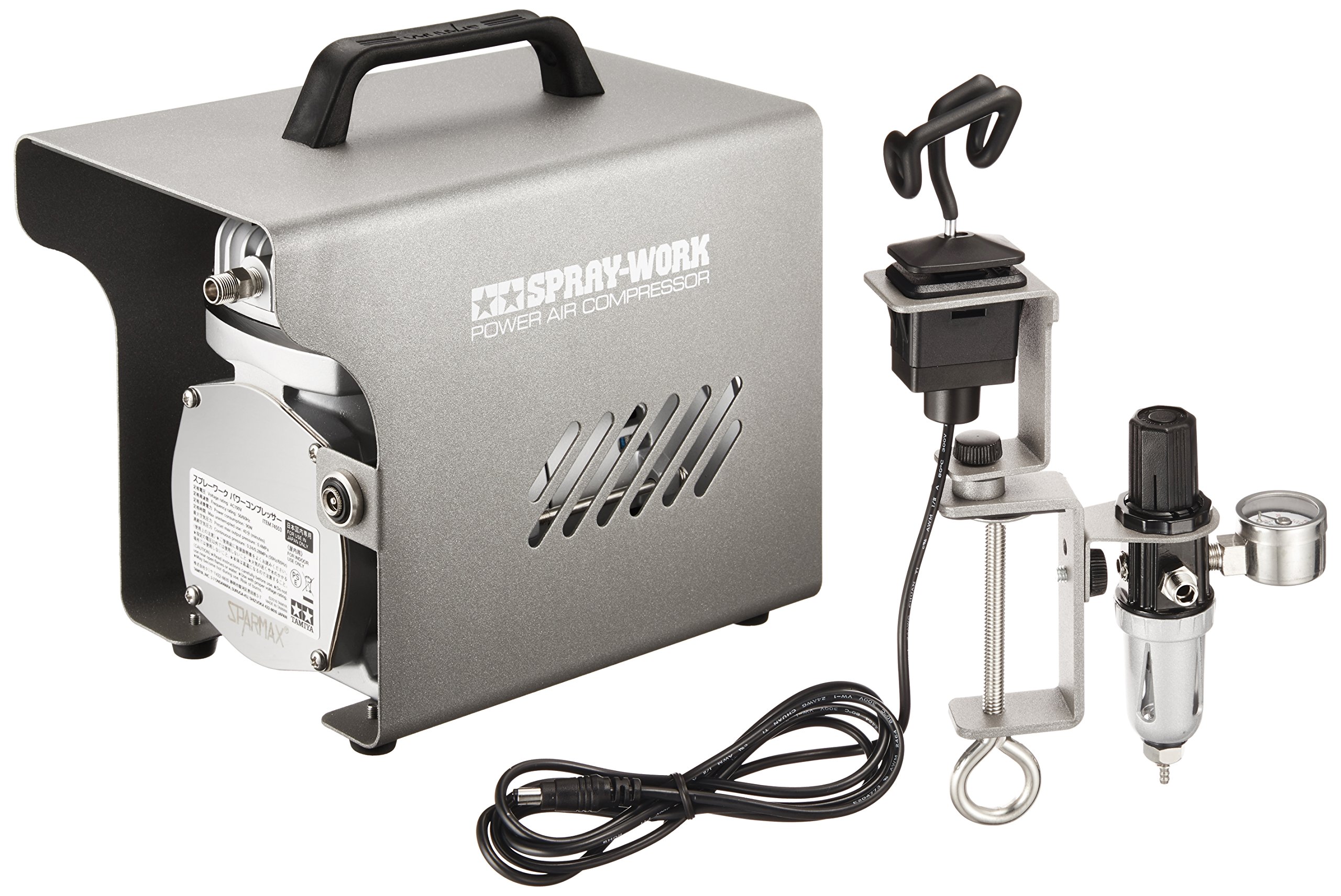 タミヤ エアーブラシシステム No.53 スプレーワークパワーコンプレッサー エアー圧の調整と水抜き機能付 74553