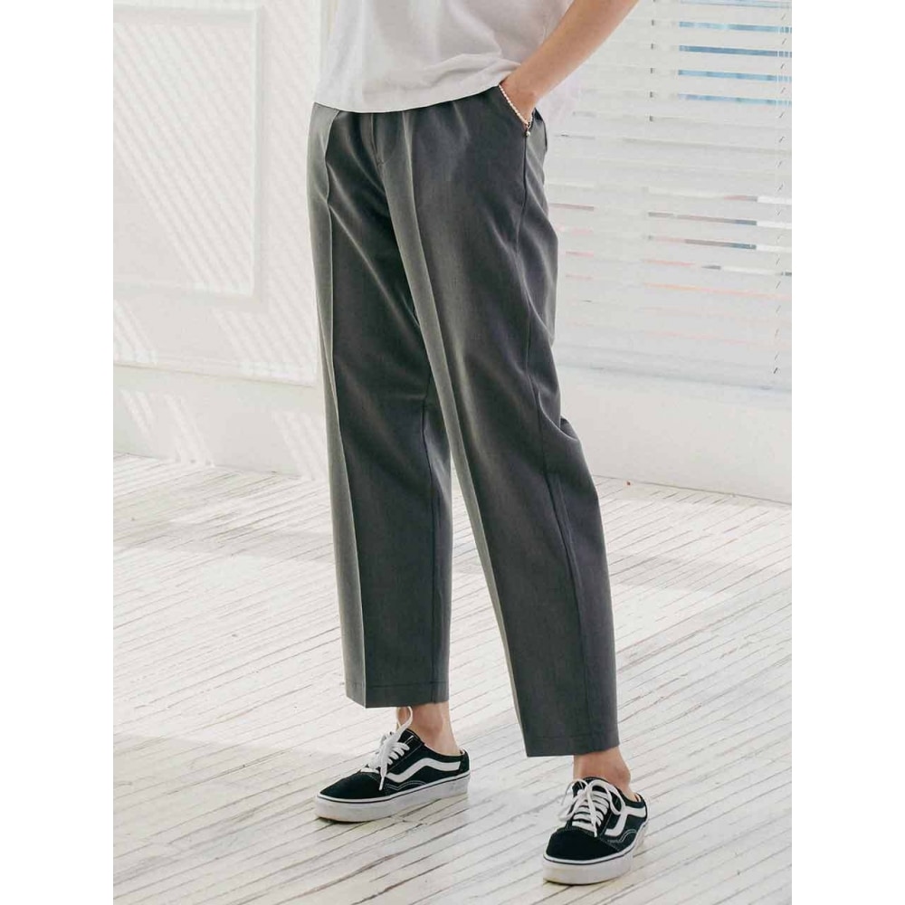 PAPERBOYアンクルワイドスラックスチャコール