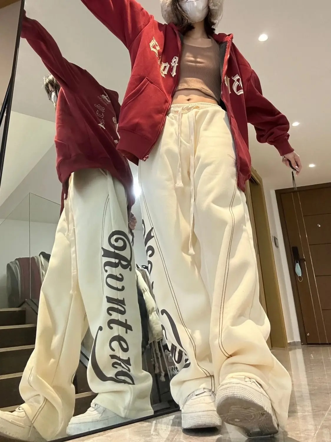 送料無料ためのレトロなスポーツパンツ,ゆったりとしたフィット感,ヒップホップカジュアルパンツ,ストレート,ハイストリート