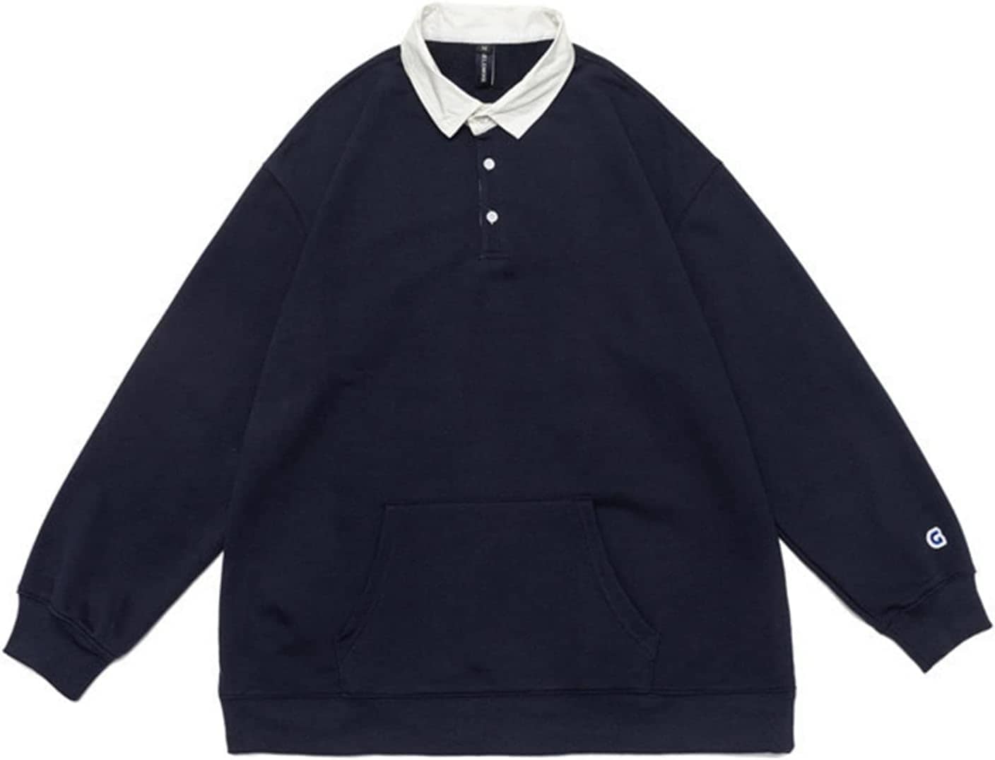 パーカー トレーナー メンズ ポロシャツ 切り替え 長袖 カジュアル シンプル ハンサム 丈長め オーバーサイズ 折り襟 着心地良い 体型パカー トップス プルオーバー コンフォート ソフト 流行し