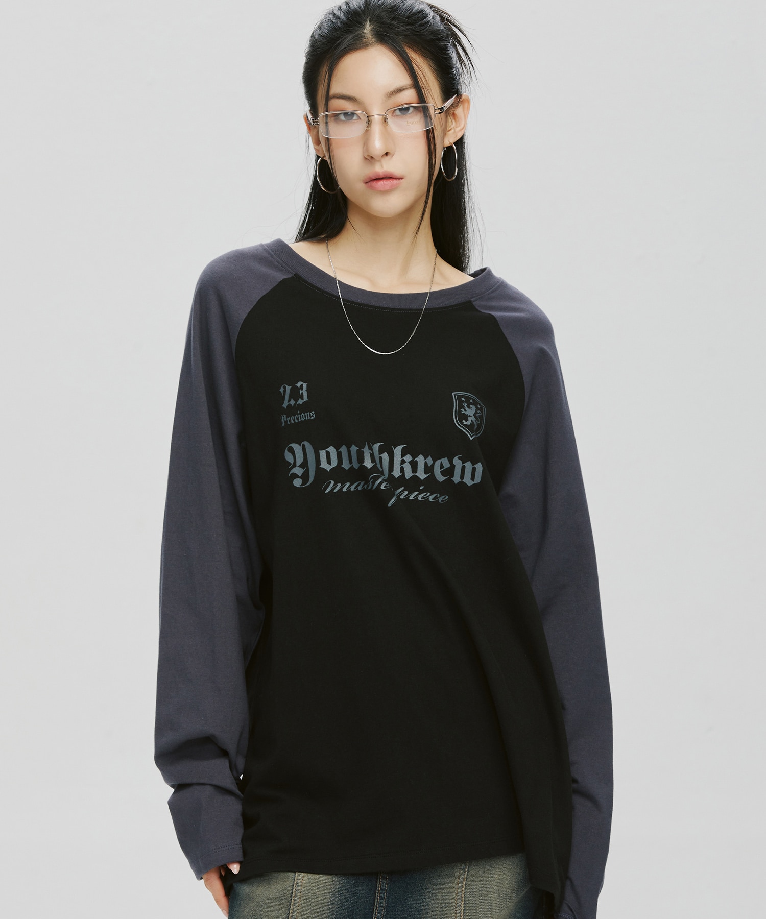 YK Lexi Raglan Long Sleeve-BlackCharcoal