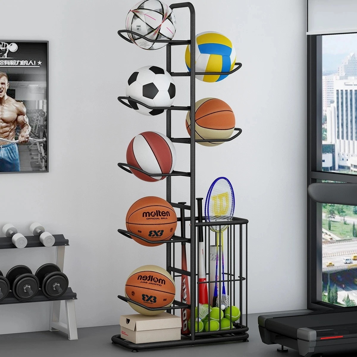【 迅速な出荷 】ボールスタンド バスケットボールラック ボール整理カゴ ボールラック スポーツ用品 大容量 ボール収納ランク 3段 4段 5段 バレーボール収納ラック スポーツ用品収納 ボール整理カ