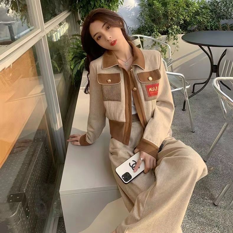 セットアップ エレガント ラシャ二点セット ワイドパンツ レディース カジュアル お洒落韓国 百掛け 秋冬 ジャージ 厚手 新作韓国ファッションセットアップ 韓国ファッション セット