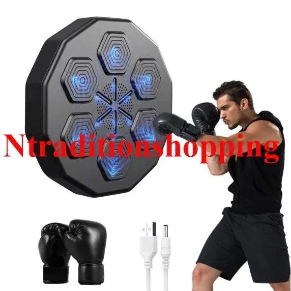 【2025新作】音楽電子ボクシングウォールターゲットマシンボクシング反応ターゲットRGBライトウォールマウント家庭用パンチングパッドボクシンググローブ付き