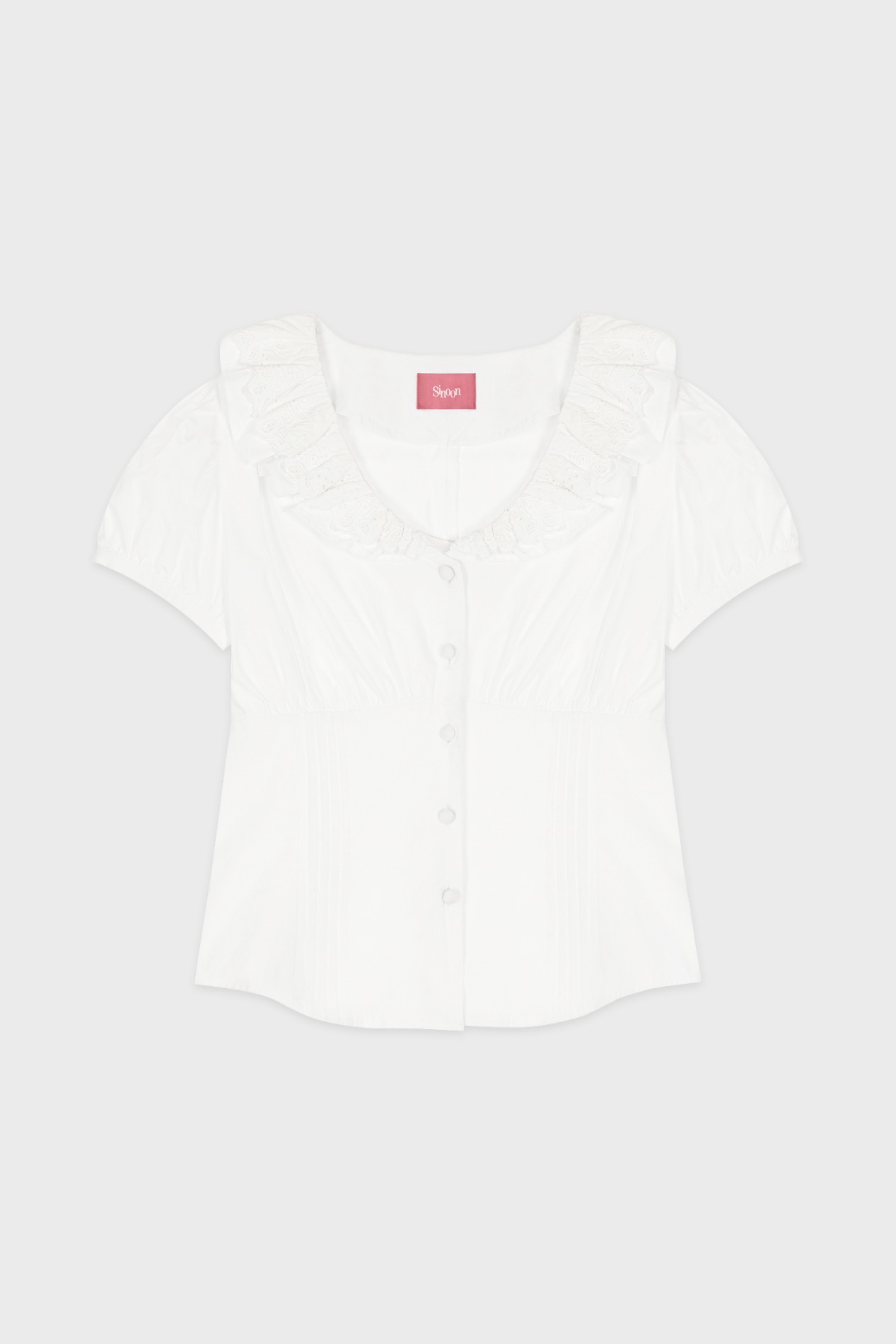 【SINOON】 LACE MIX COLLAR BLOUSE : WHITE