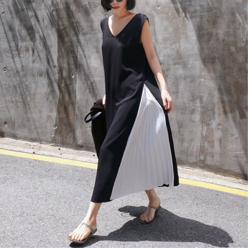 レディース ワンピース ロングワンピース ミモレ丈ワンピース ミモレ丈 サイドプリーツ 切り替え