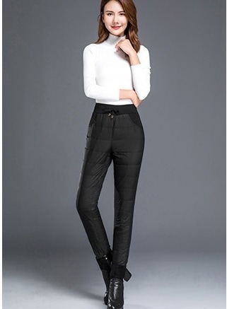 防寒キルティングパンツ ボトム パンツ キルティング ロング丈 ウエストゴム ストレート ブラック レッド かわいい 可愛い きれいめ シンプル カジュアル 上品 おしゃれ かっこいい レトロ