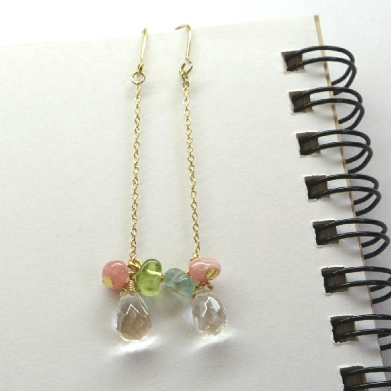 APOLLON 女子力Up！ ペリドットとアクアマリンのアシンメトリーピアス