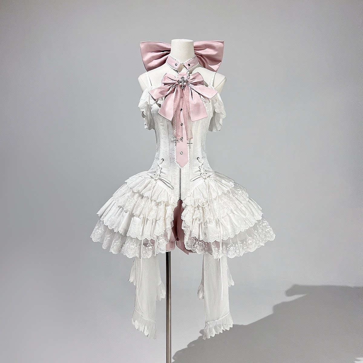 正規品デザインリボンバレエlolita白い粉蝶結びロリータワンピースドレス