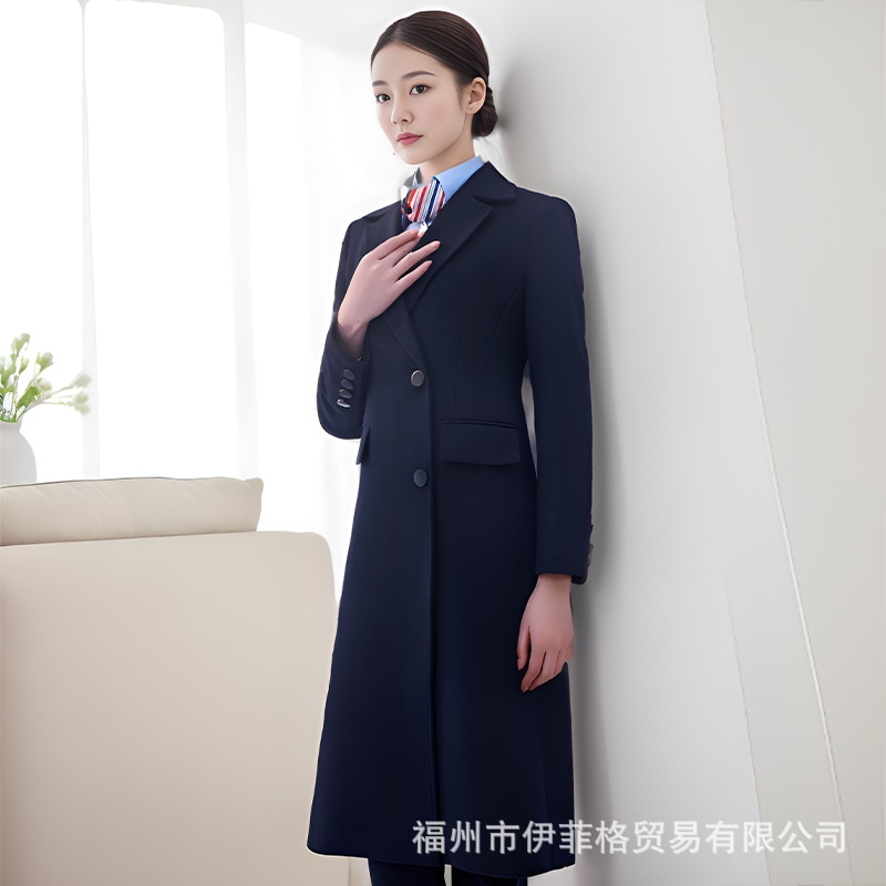 プロ仕様ウールコート 女性用 冬新作 ウールコート ミドル丈 4s ホテル営業部 作業服