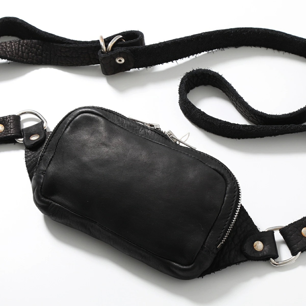 GUIDI グイディ ショルダーバッグ soft horse full grain BV03 メンズ レザー クロスボディ ボディバッグ ミニバッグ ベルトバッグ 鞄 BLKT