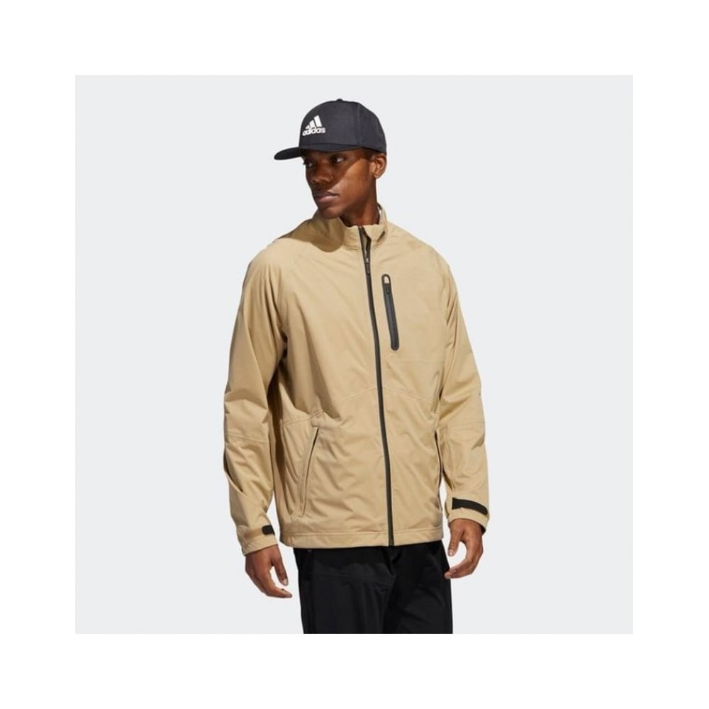 アディダスゴルフメンズレインジャケット防水レインレディフルジップジャケットベージュ HI3461
