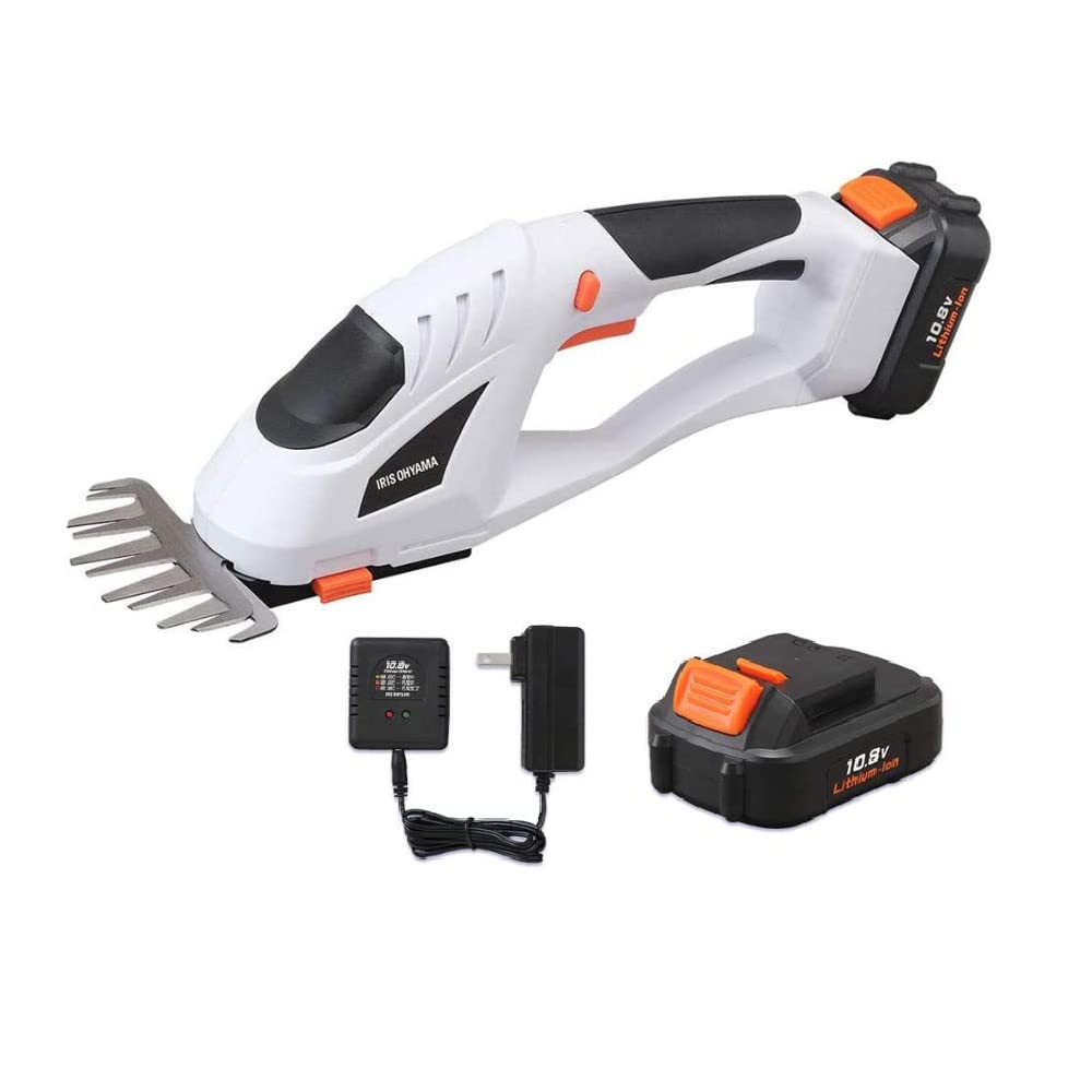 コードレス芝生バリカン 10.8V 連続50分使用 刈込幅120mm バッテリー・充電器・芝刈りブレード付き (替刃の販売もあるので安心! )JHC1210 【10.8V共通バッテリーシリーズ】 ホワ
