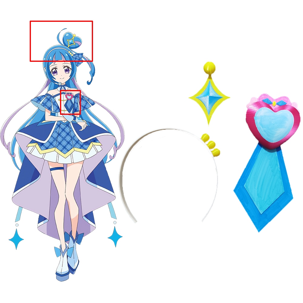 キミとアイドルプリキュア 蒼風なな ブローチ カチューシャ 髪飾り 道具 cosplay服部品 3Dプリント 別体設計 A190