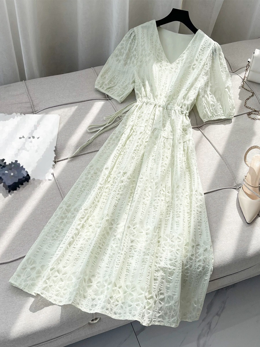 マキシ丈 ロングワンピース レディース 着痩せ ビーチ ドレス 通勤 夏 半袖ワンピース