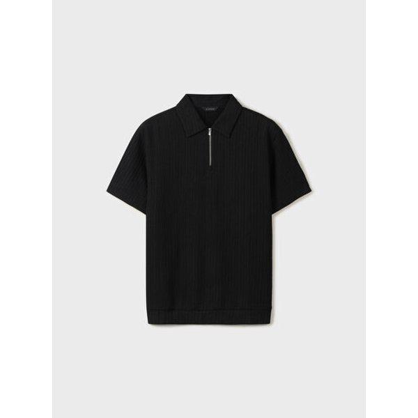 男性用クリーズ半袖カラーハーフジップTシャツBK_GJA