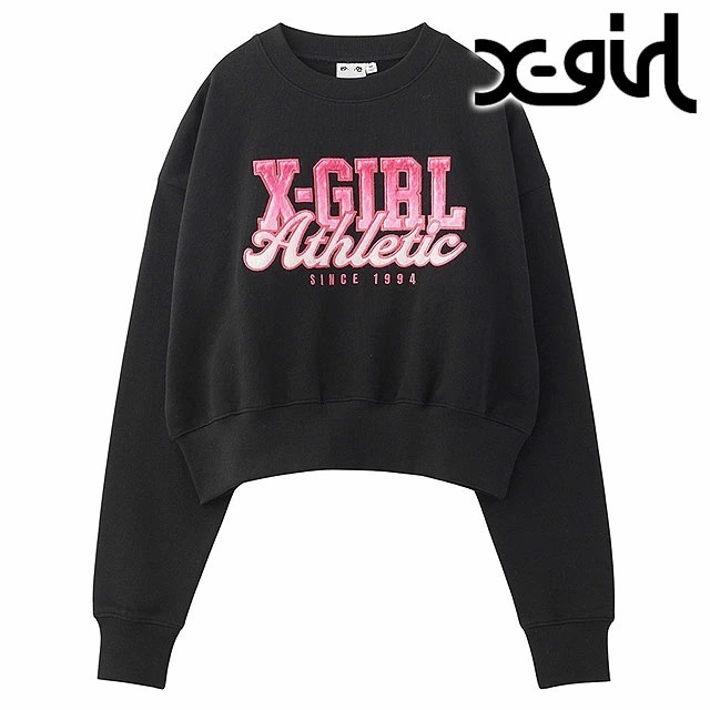 フェイクファーロゴ コンパクトスウェットトップ [105244012029] FAUX FUR LOGO COMPACT SWEAT TOP レディース トレーナー スウェットシャツ BLACK