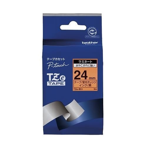 （まとめ買い）ピータッチテープ24mm蛍光橙/黒 TZE-B51 00009739 [x3]
