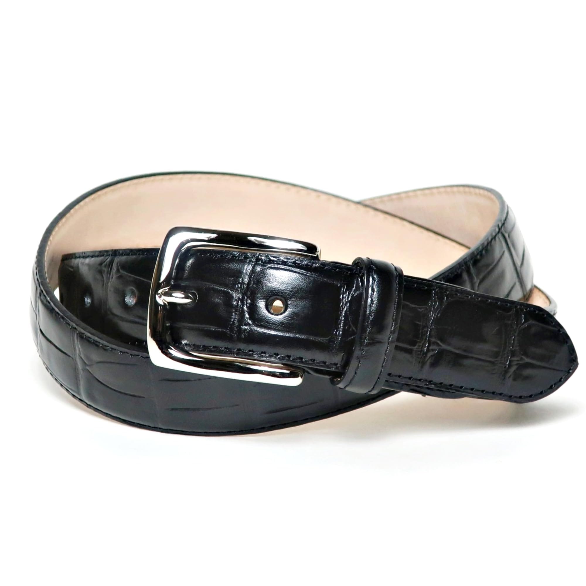 [COXSWAIN] コックスウェイン ベルト メンズ 本革 ブラック クロコ型押し 30mm幅 日本製 CW20210-19