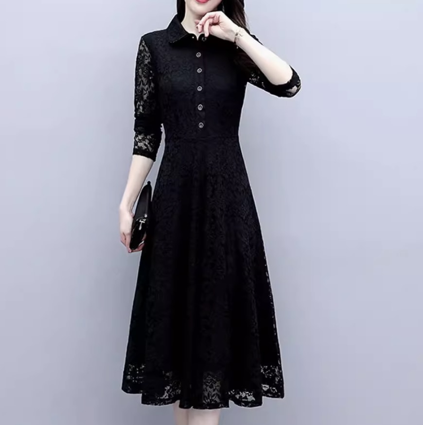 ワンピース ミモレ丈 レース かわいい 大人可愛い きれいめ シンプル カジュアル 大人 上品 おしゃれ お洒落 大人女子 こなれ感 個性的 主役級 存在感 美容師 メイクアップアーティスト