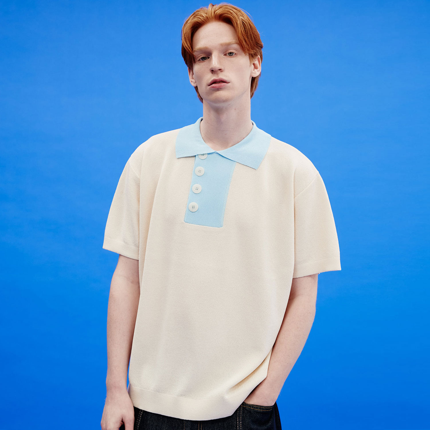 さらに100円引き◆WAI KEI◆Line collar half sleeve knit さらに100円引き◇WAIKEI◇Maltese archive half sleeve tshirt